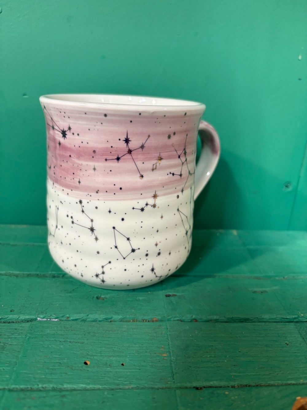 Hand-Painted Pink Constellation Ceramic Mug